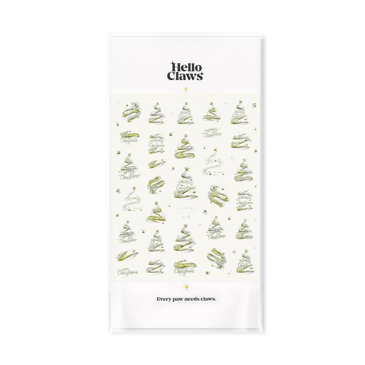 Hello Claws | Silver Green Christmas Tree Nail Deco Sticker for wholesale by LULUFUNSTUDIO