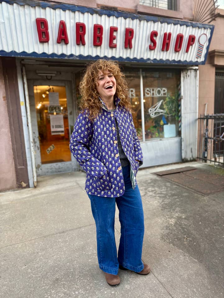 Giacca Zara Floreale Blu Navy e Verde per la vendita all'ingrosso da parte di Ophelia & Indigo