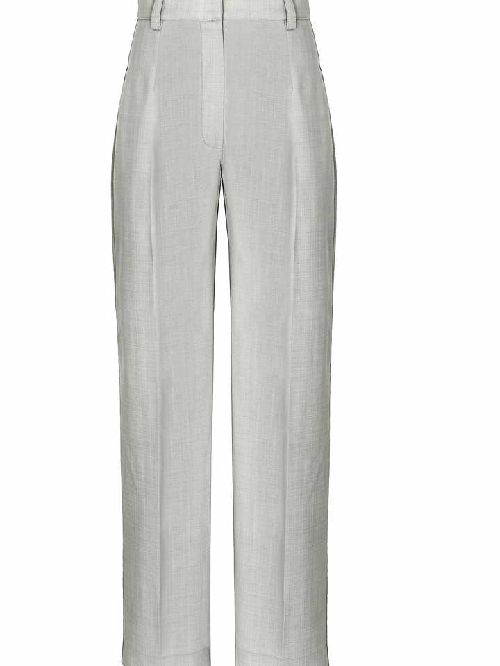 Ljusgrå raka ullbyxor med pressveck för wholesale av Eyelet Milano