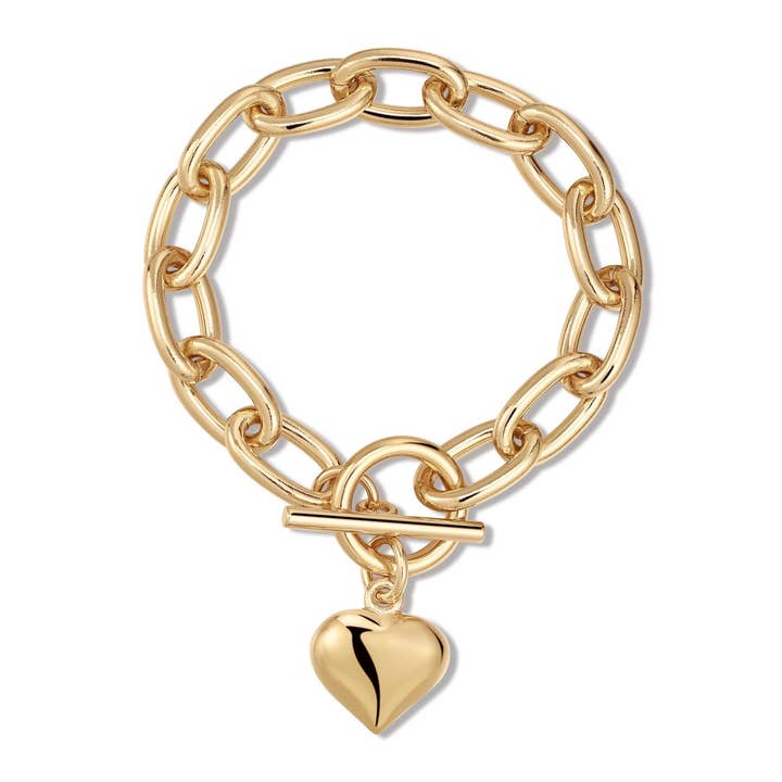 Alana Puffy Heart Charm Bracelet for wholesale by Eklexic