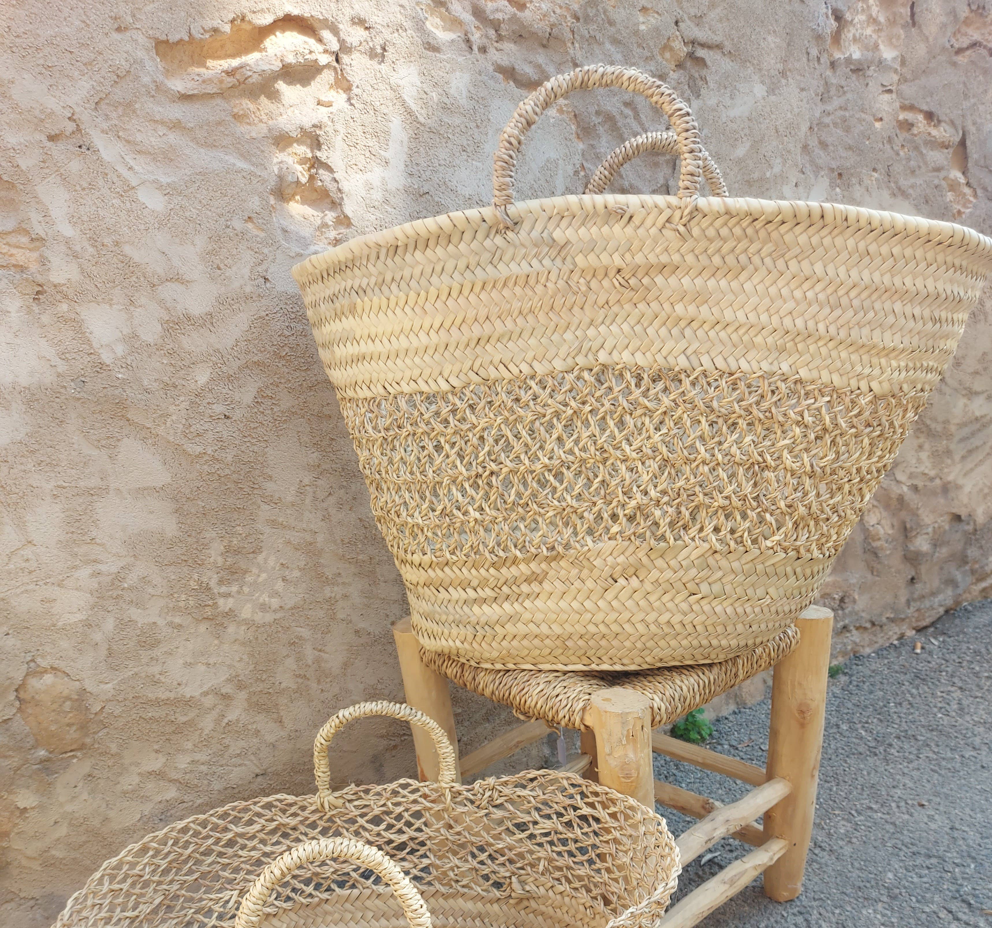 Maya Mallorca - Wholesale Basket - PALM AND BULRUSH BASKET 50X35CM3