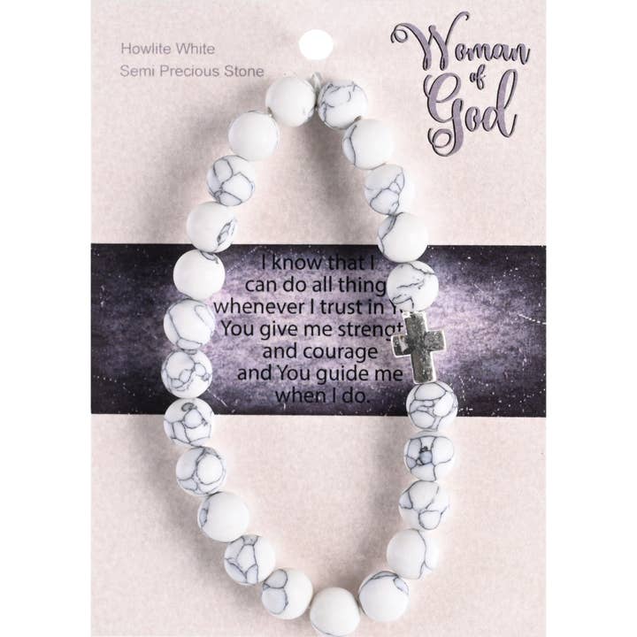 Bracelet Woman Of God Howlite With Cross for wholesale by Dicksons