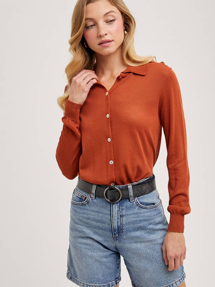 Bluivy – Großhandel Hemd mit Button-down-Kragen – Damen – LEICHTES STRICKHEMD12