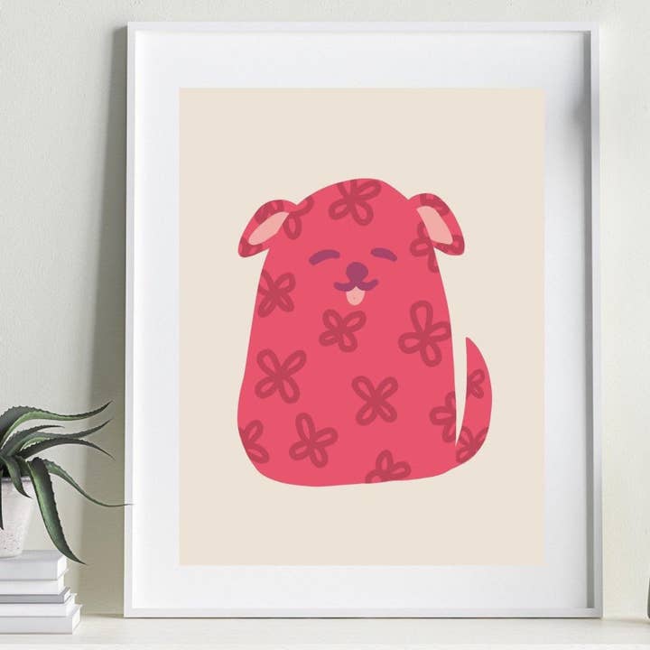 Padrão de Flores Chunky Pup | Impressão Artística de Chihuahua por atacado de Sleepy Chi