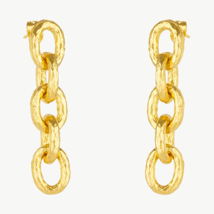 Brinco de Corrente com Elos Martelados Dourados por atacado de Mejoma