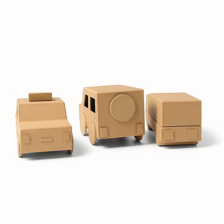 Factory Direct Craft - Wholesale Paper Mache - Set of 3 Paper Mache Taxi Car and Trucks2