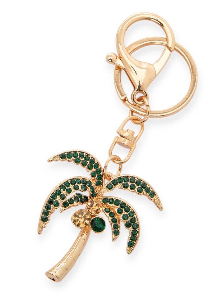 Rhinestone Palm Tree Iconic Key Chain for wholesale by Artini Accessories