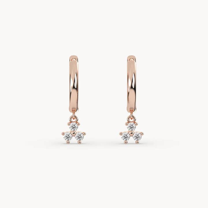 OISHI DIAMONDS - Wholesale Huggie Earrings - Radiant 0.21Ct Diamond Drop Earrings, Elegant 14k Gold 2