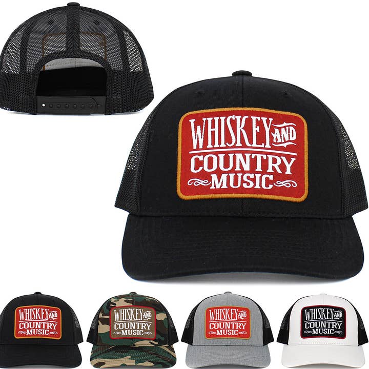 KBETHOS - Wholesale Trucker Hat - Men's - Whiskey and Country Music Mesh Back Ballcap