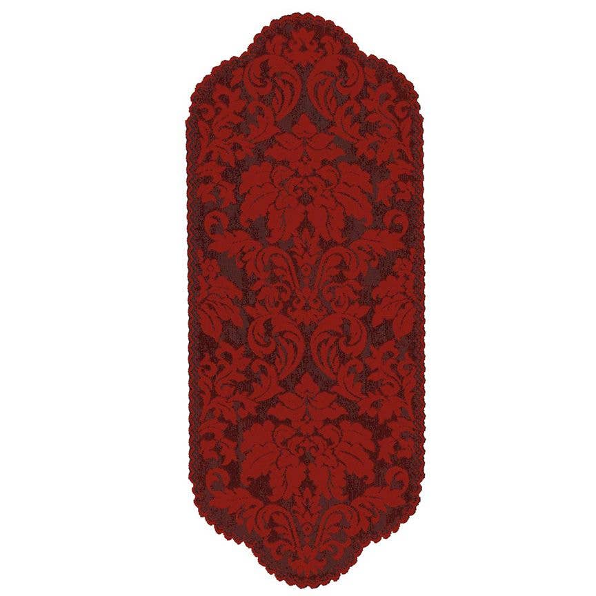 Heritage Lace - Wholesale Table Runner - Heritage Damask 14x34 Red Lace Table Runner1