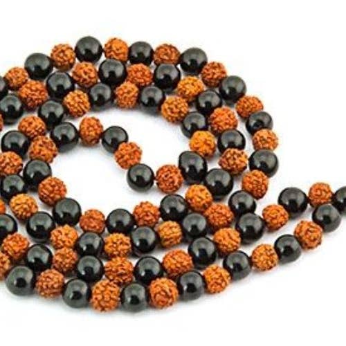 Black Agate and Rudraksha Prayer Mala for wholesale by The Reiki Shop