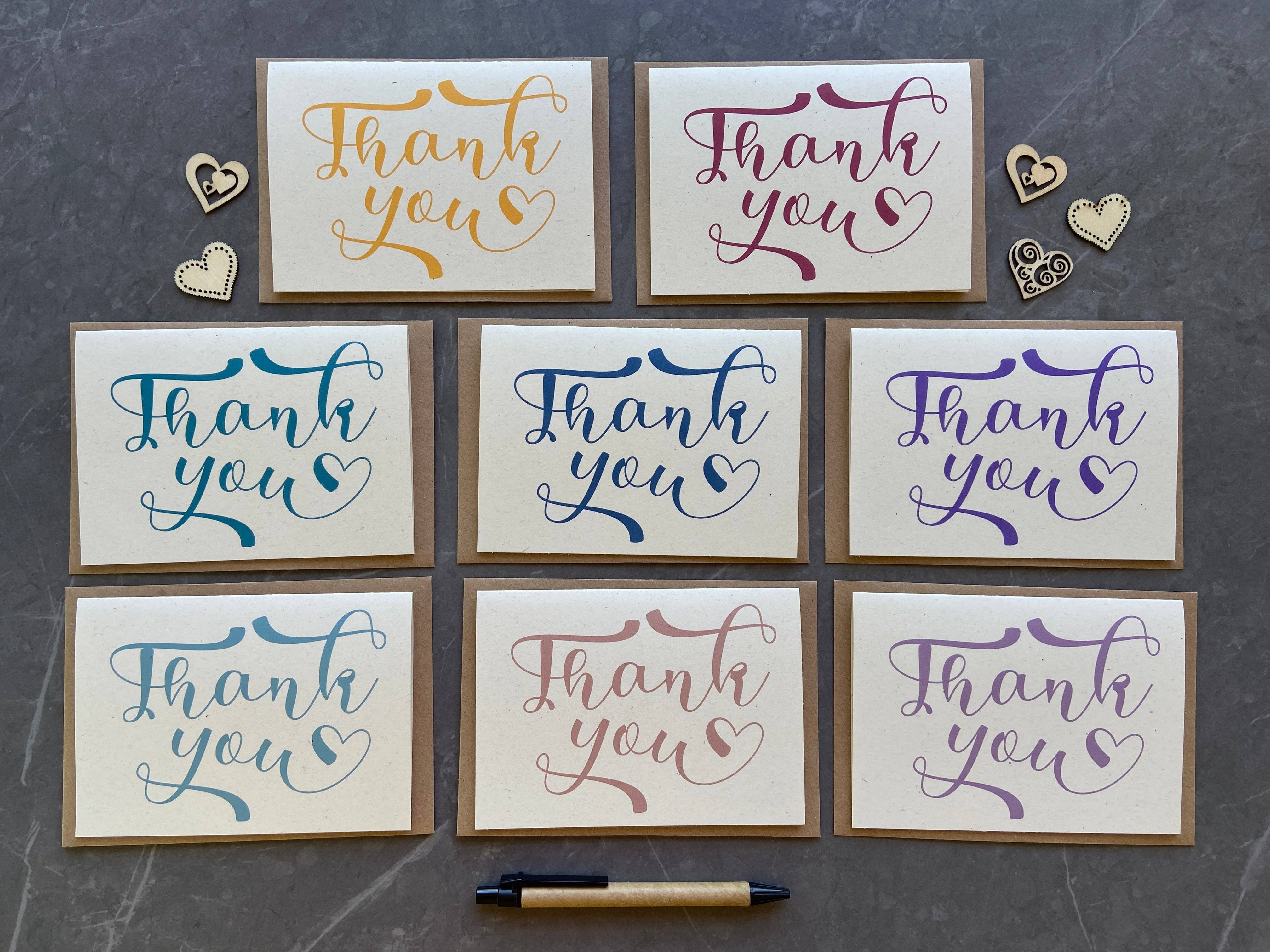 Tall Order - Wholesale Stationery/Notecard Set - Multicolour Calligraphy Thank You Note Card Pack - Recycled11