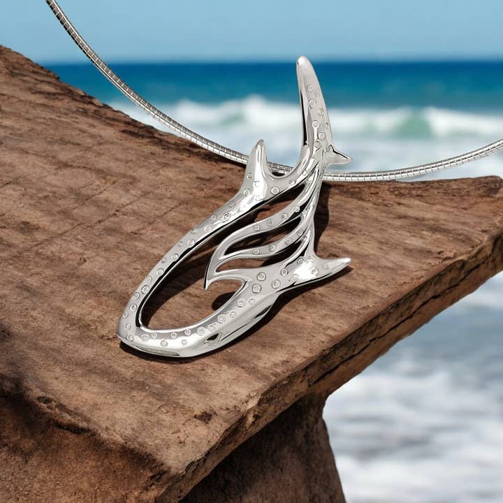 Whale Shark 3-D Necklace With Sterling Pendant for wholesale by Big Blue by Roland St John