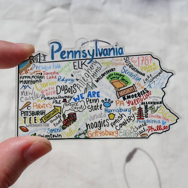 Pennsylvania State Acrylic Ornament for wholesale by Sisters' Sunflowers
