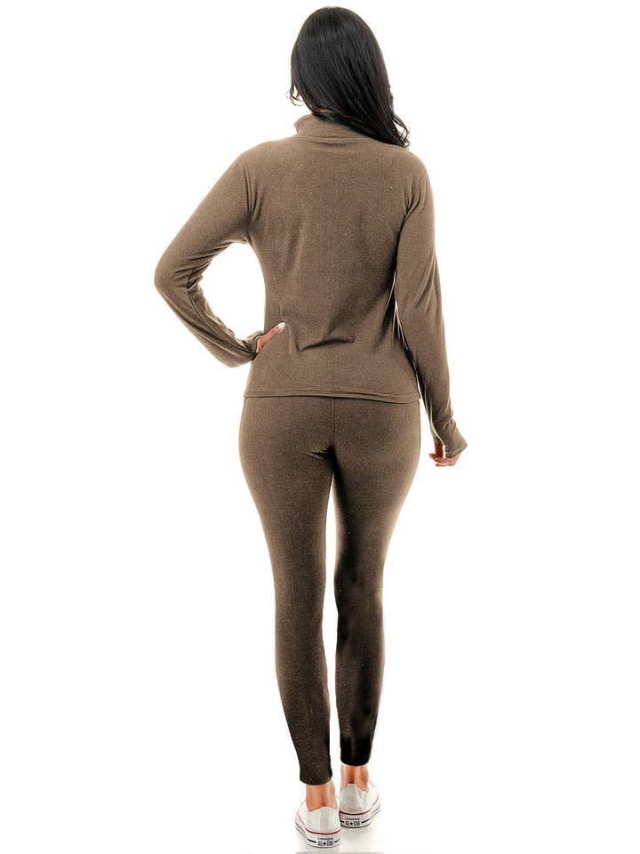 Color 5 - Wholesale Activewear Set - Women's - Thermal fleece activewear zipper jacket w/skinny legging set3