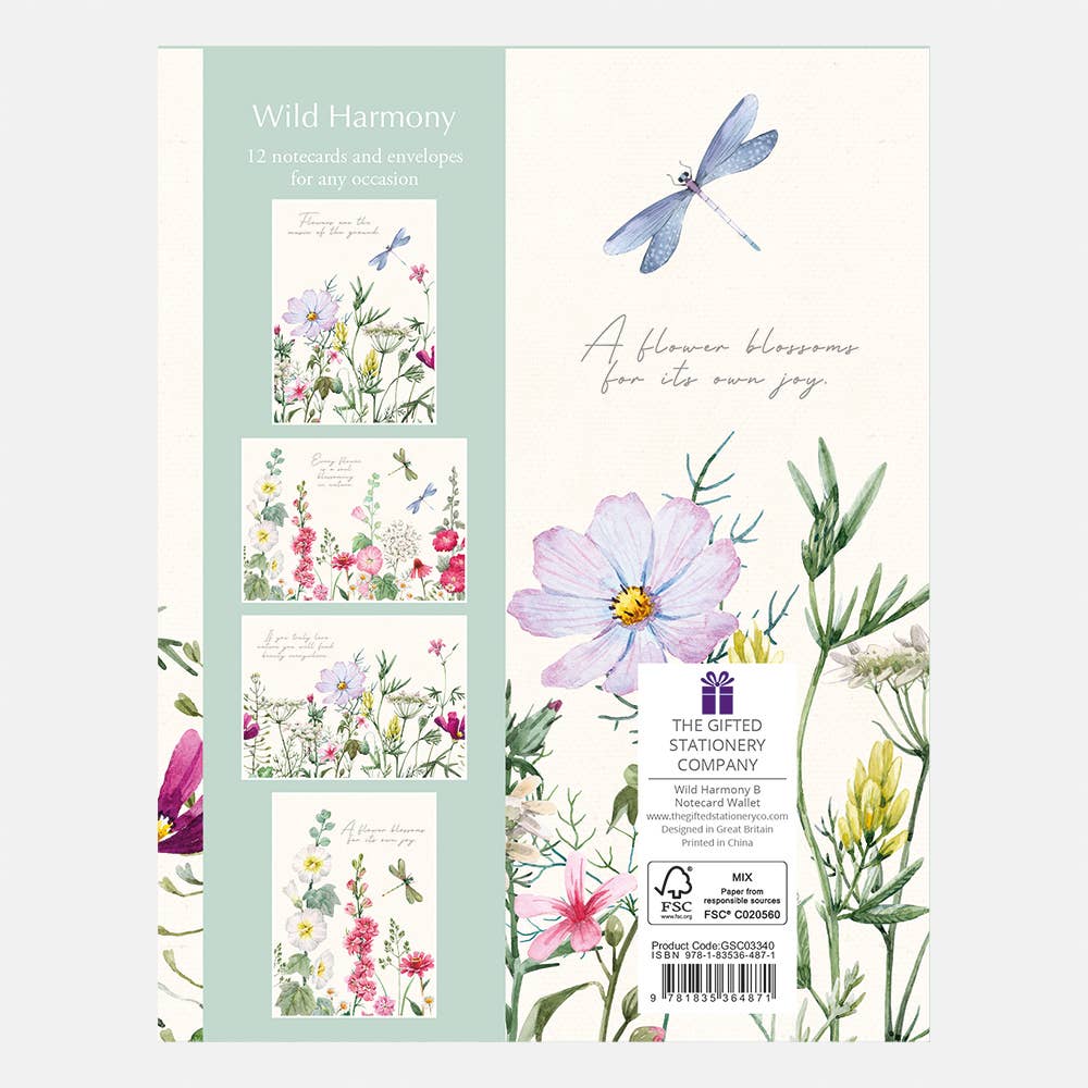 The Gifted Stationery Company – wholesale Stationery/notecard set – Notecard Wallet - Wild Harmony B1