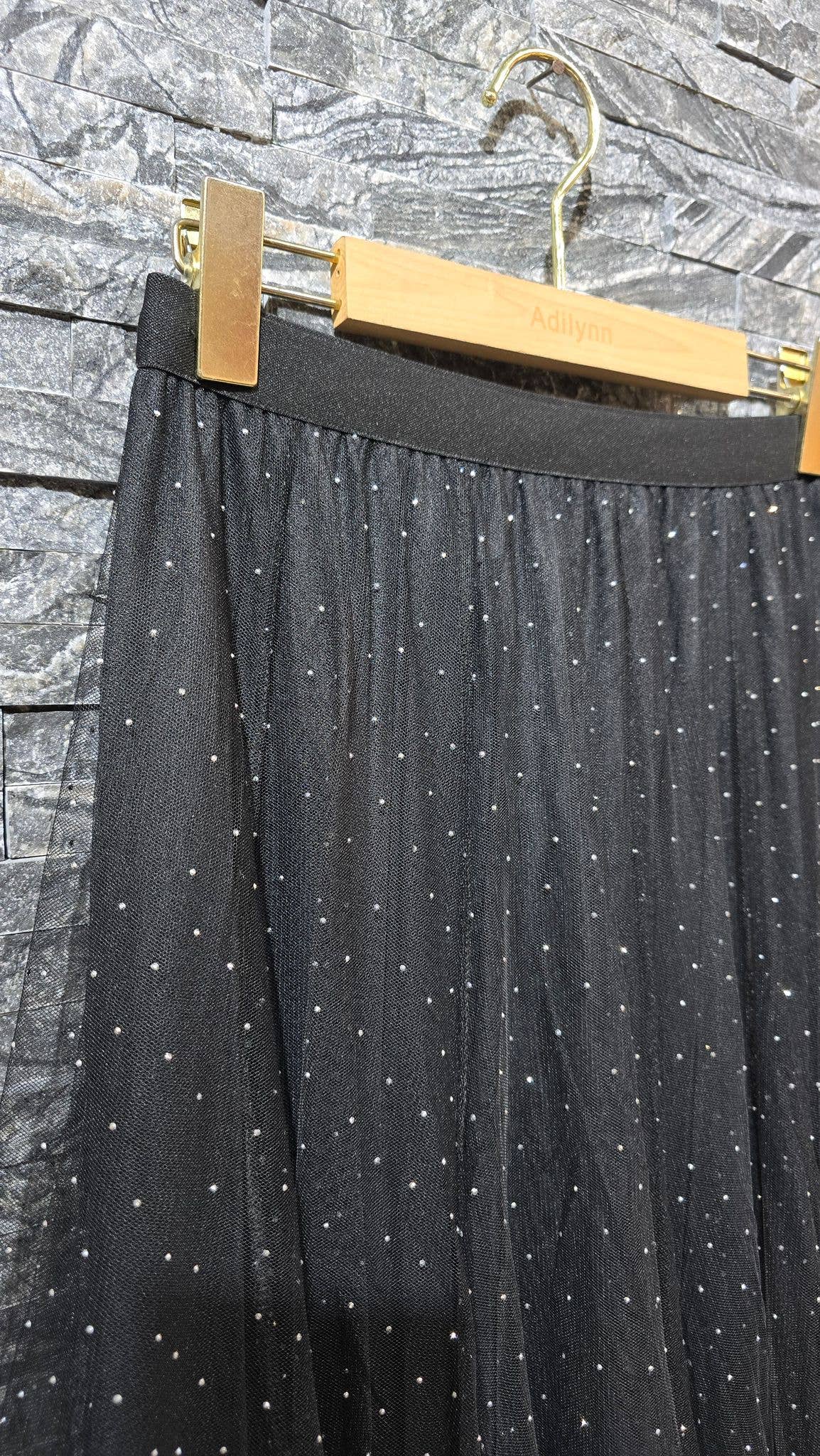 Tulle skirt with rhinestones front and back Z208 Black for wholesale on Faire1