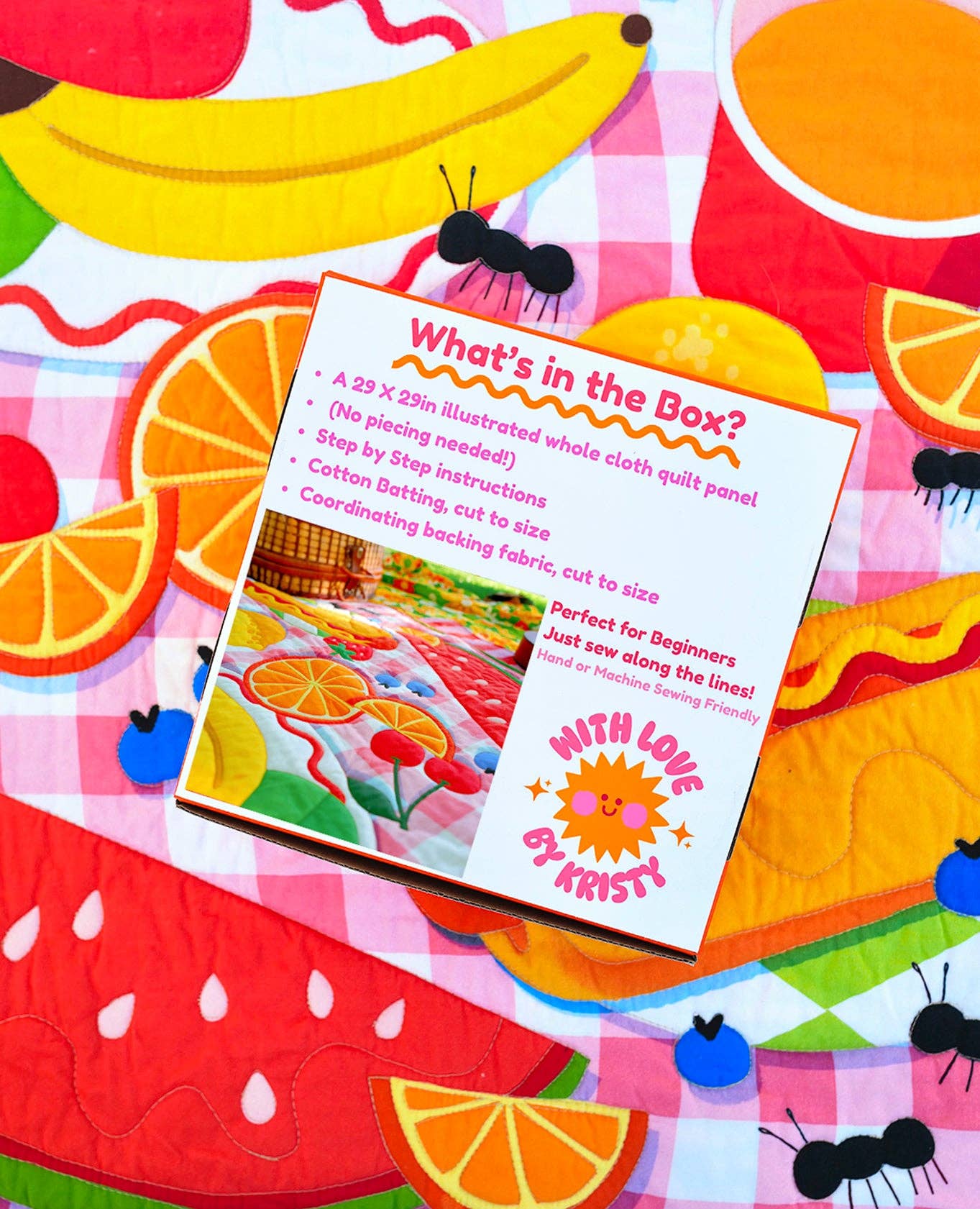 With Love by Kristy - Wholesale Craft Sewing Kit - Picnic Whole Cloth Quilt Kit – Beginner Sewing Kit1