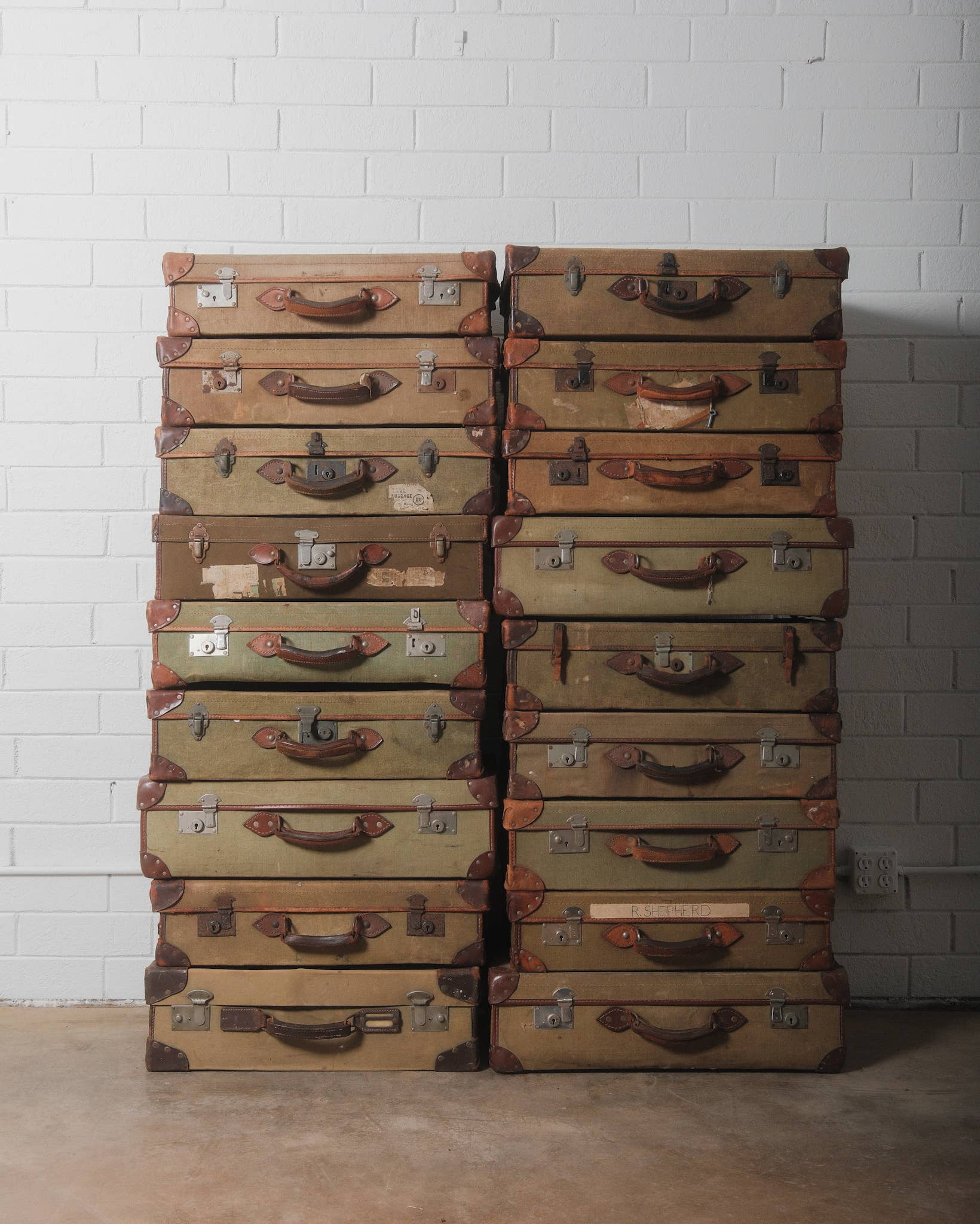 Golden Oldies Antiques - Wholesale Luggage - Vintage British Military Canvas Suitcase