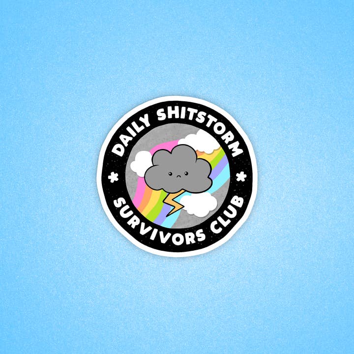 Radical Buttons - Wholesale Sticker - Daily shitstorm survivor, Funny sticker, Laptop sticker