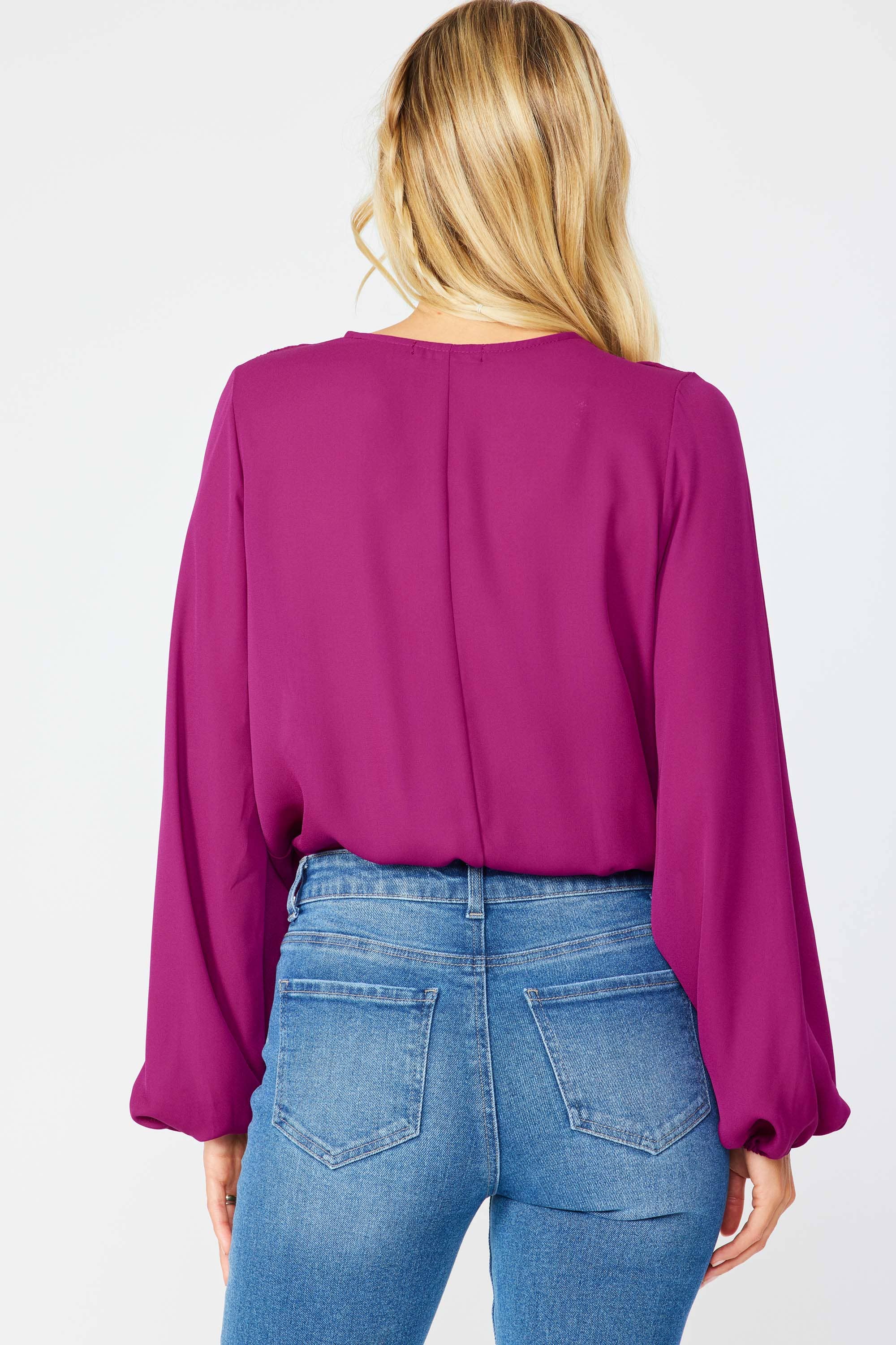 FSL Apparel - Venta al por mayor Blusa - Mujer - ST3474 - BODY TEJIDO CON CUELLO EN V Y MANGAS ABULLONADAS7