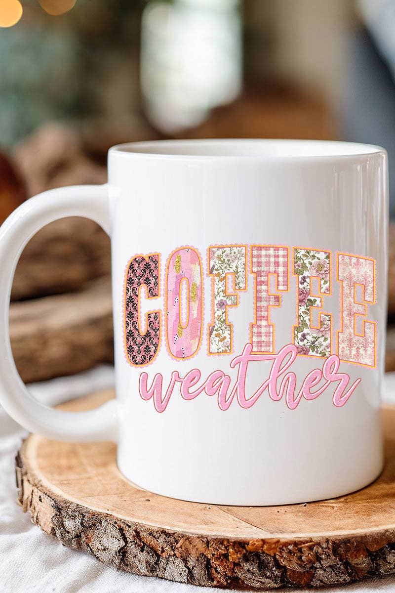 Wholesale Accessory Market - Wholesale Coffee Mug - Pink Lace Coffee Weather Ceramic Mug