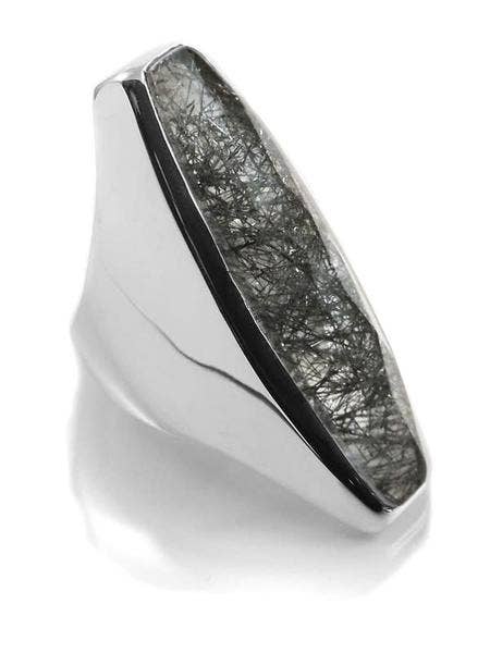 Colosseum Cocktail Ring Black Rutile Quartz for wholesale by Sikara & Co.
