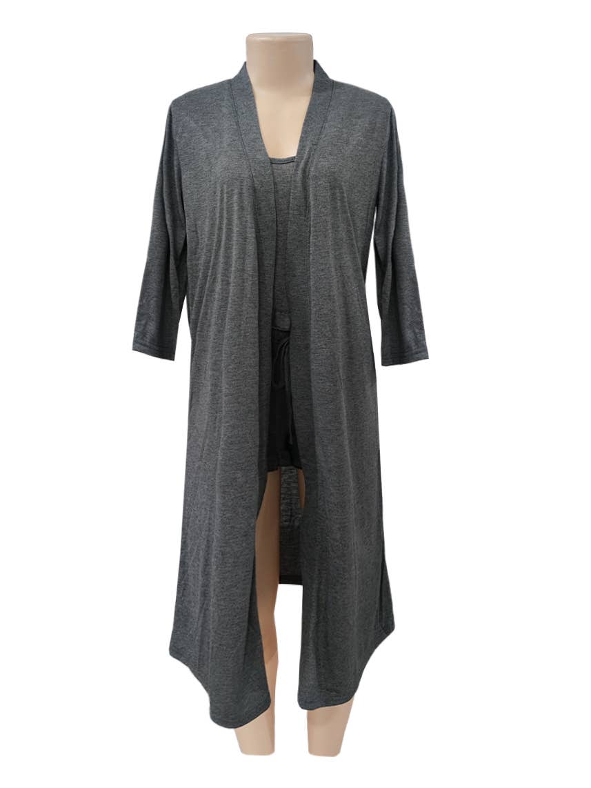 Grey Suspenders shorts nightgown three-piece suit for wholesale on Faire0