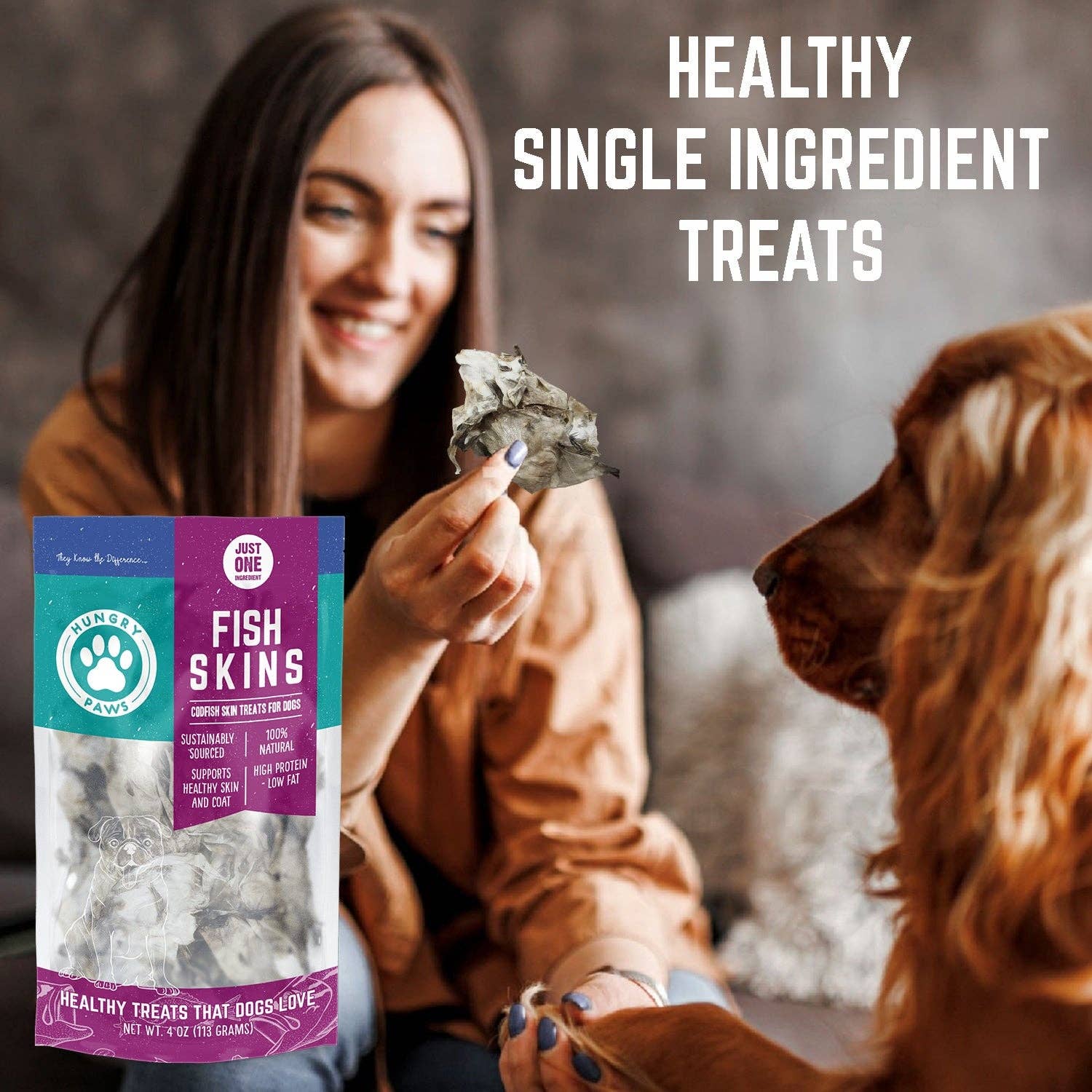 Hungry Paws - Wholesale Pet Treats - Dog - Fish Skins - Single Ingredient Cod Fish Skin 4-oz11