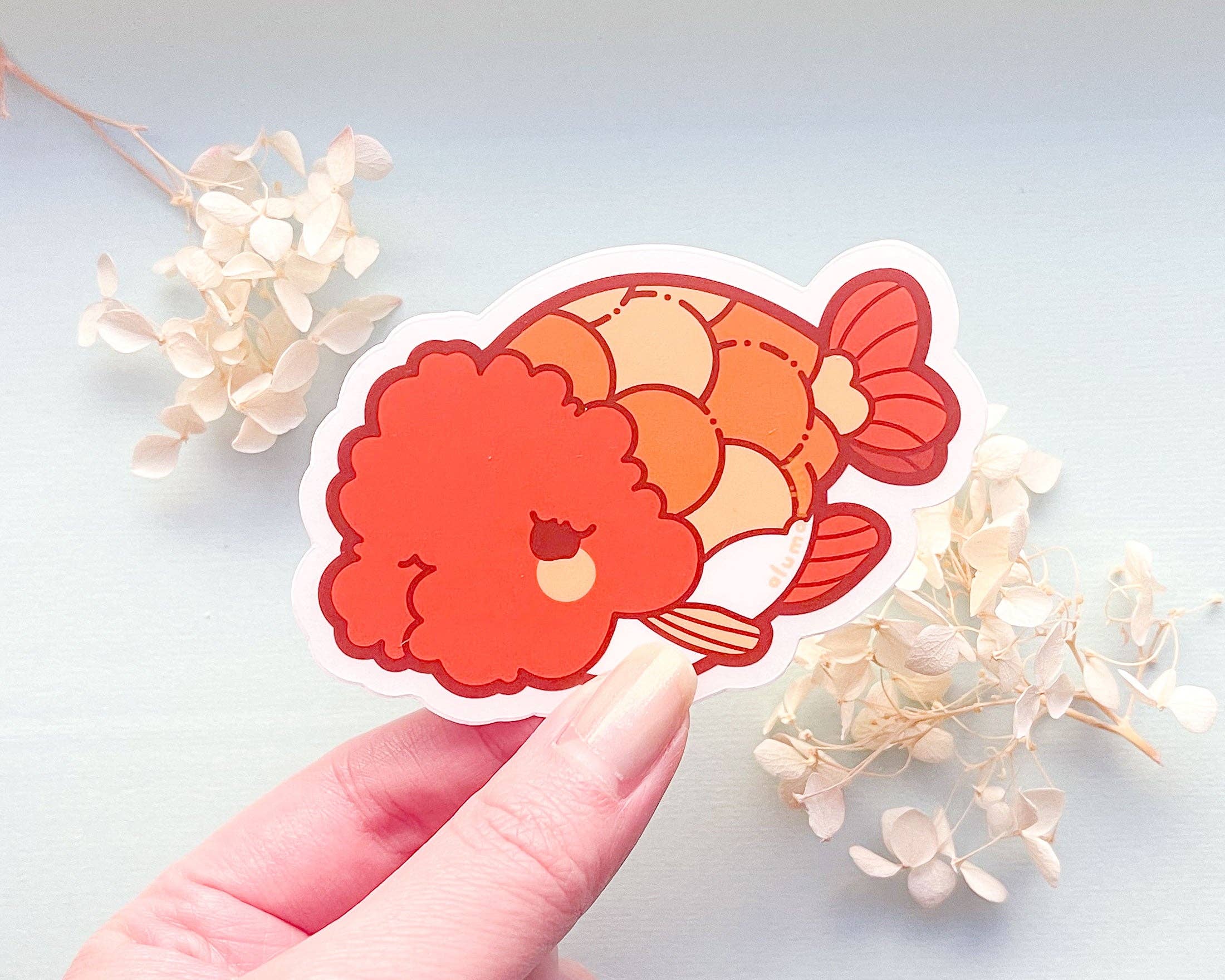 Alum and Ink - Wholesale Sticker - Ranchu Goldfish Clear Vinyl Sticker2