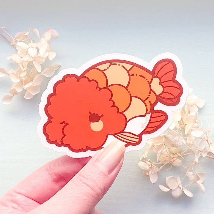 Alum and Ink - Wholesale Sticker - Ranchu Goldfish Clear Vinyl Sticker2