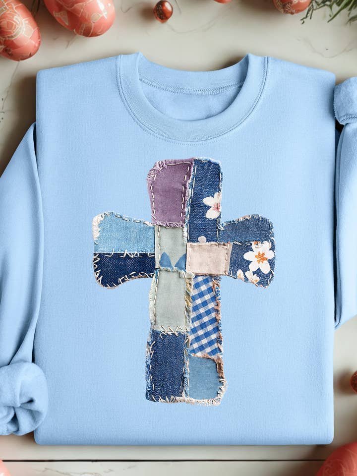 Faux Patchwork Quilted Cross for wholesale by Forty One Threads Wholesale