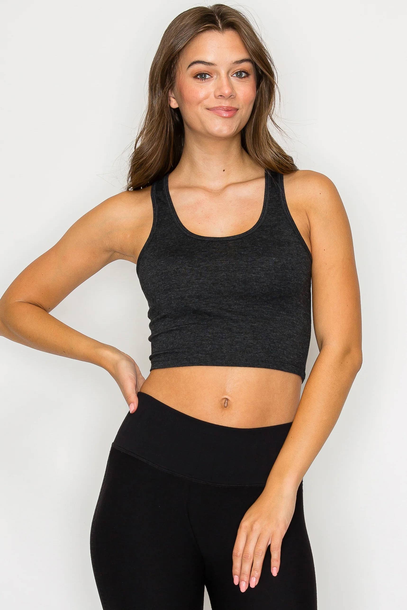 Color 5 – wholesale Tank top – Women′s – Solid color cotton lycra cropped tank top with racer back14