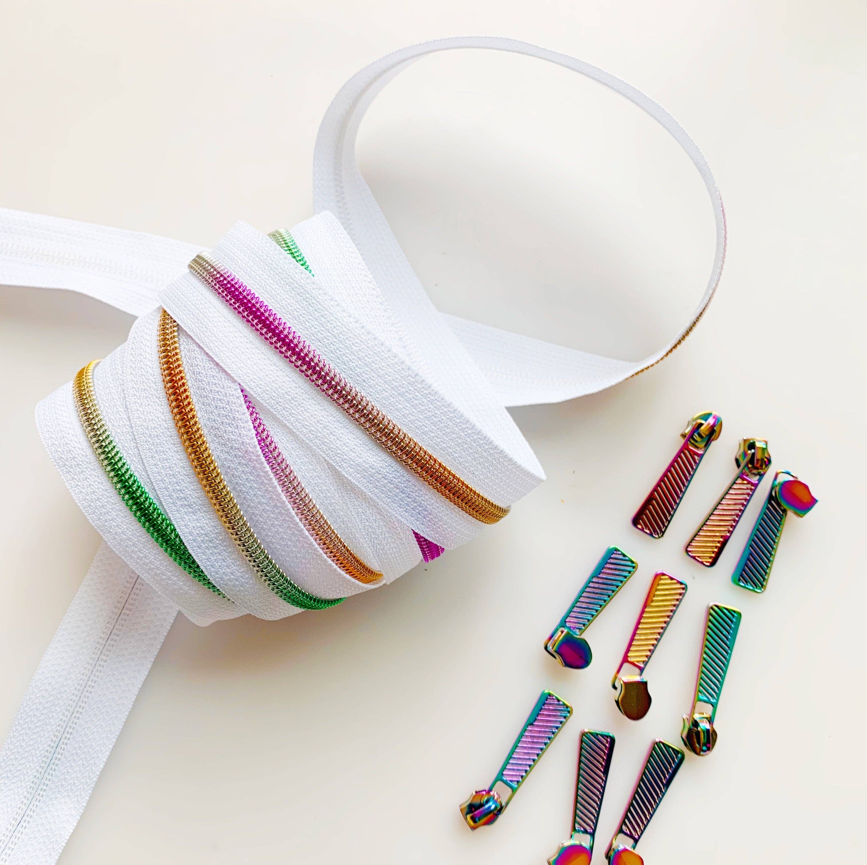Sew Hungryhippie LLC - Wholesale Craft Supplies - Zipper White & Rainbow2