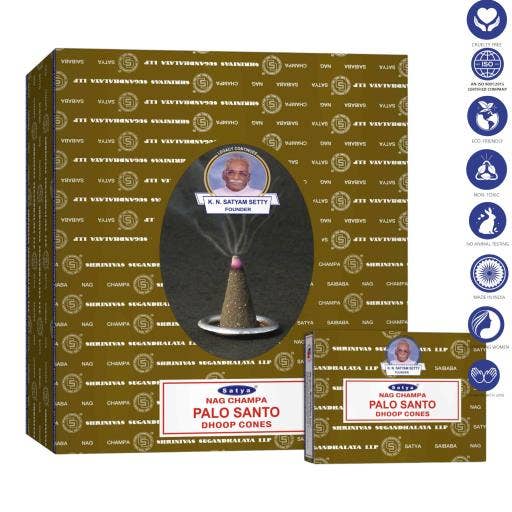 Satya Palo Santo Dhoop Cone 12 Cones 1``-504 for wholesale by International Gifts Ltd.