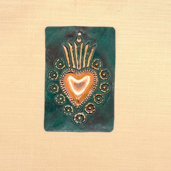 Tesoros Trading Company - Wholesale Plaque - Copper Heart Milagro Plaque, Â (MCP3)