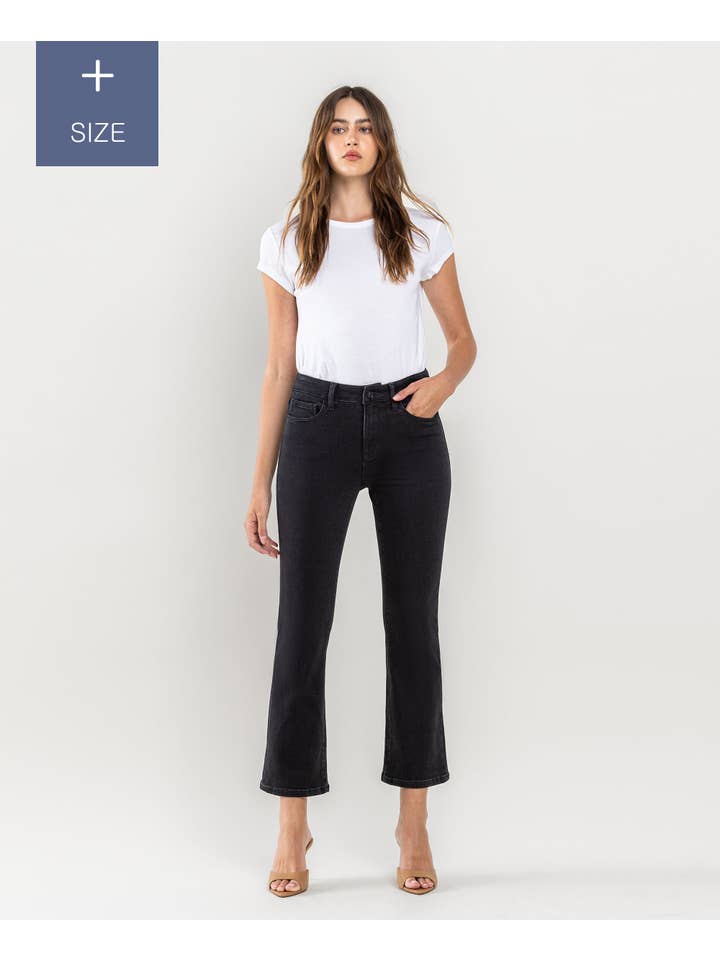 REFINE PLUS SIZE HIGH RISE CROP FLARE JEANS LV1170-P for wholesale on Faire
