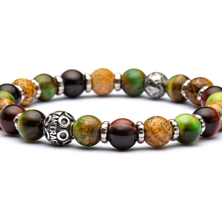 ARES CHIC - Grote herenarmband van 925 zilver met natuurstenen voor wholesale door Antracite