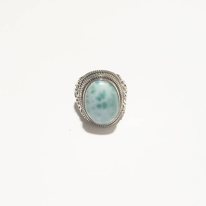 Larimar Oval Shape 925 Sterling Silver Ring for wholesale by GTG Gems Corp