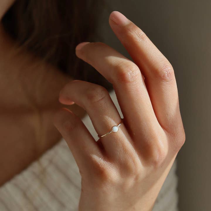 Token Jewelry - Wholesale Single Stone/Solitaire Ring - Opal 4mm Ring1