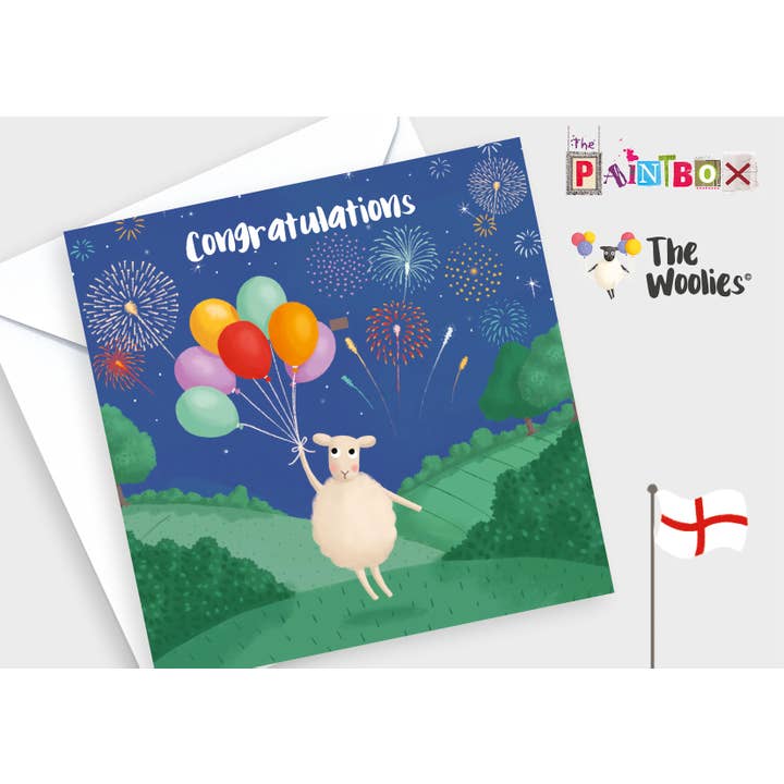 Félicitations Mouton - ballons nuit Les Woolies anglais x6 pour la vente par The Paintbox