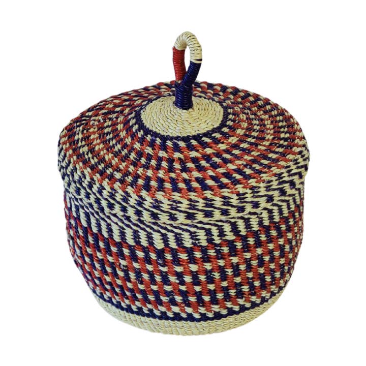 Lid Basket | Storage Basket | Handwoven Basket | Basket Red for wholesale by SOLOKO