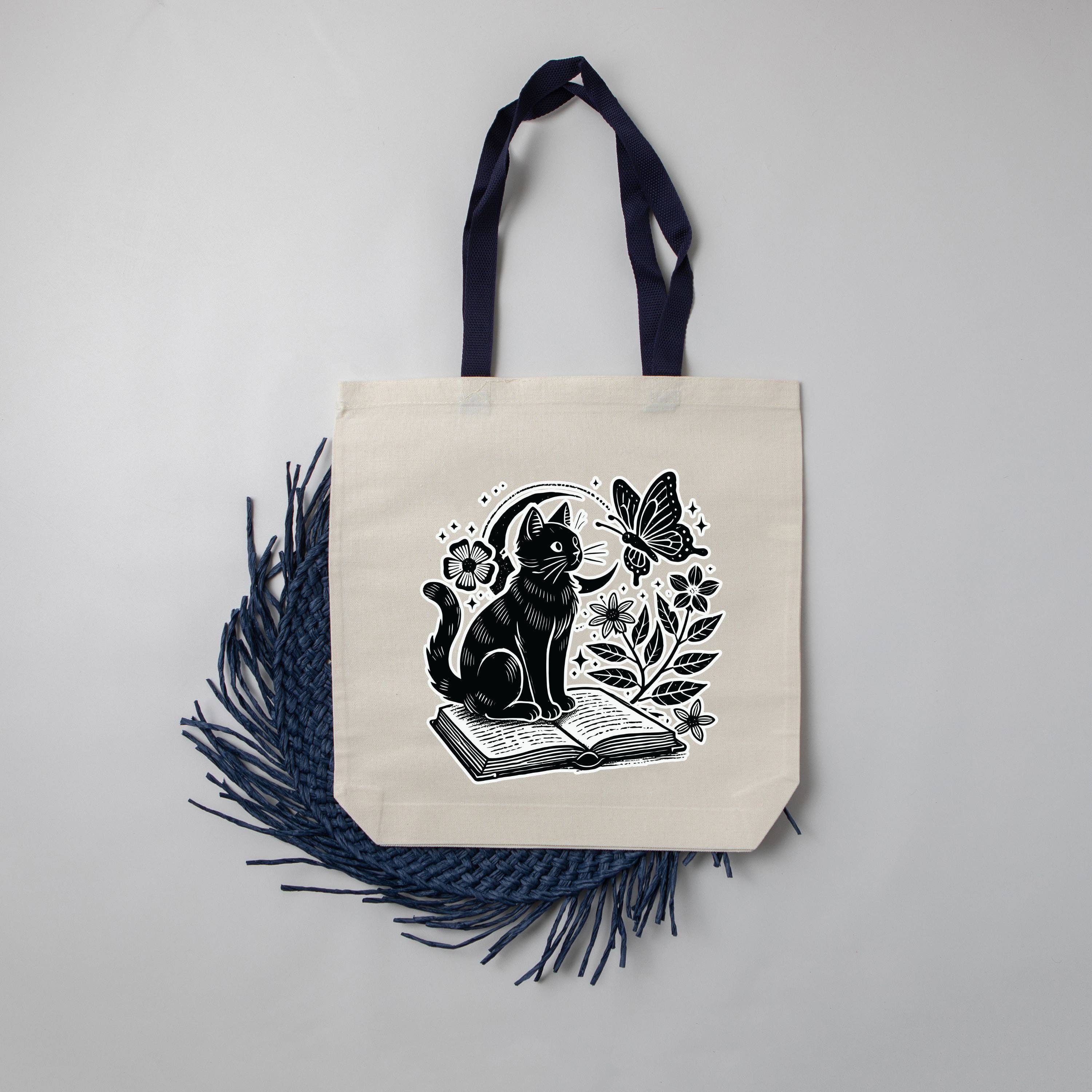 The Obstinate Octopus - Wholesale Tote Bag - Women's - Cat and Book Halloween Book Bag1