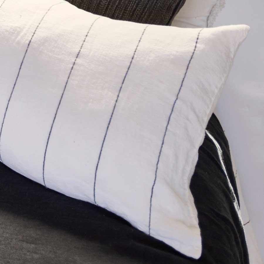 Carter Linen Pillowcase Set - Off White w' Charcoal Stripe for wholesale on Faire3