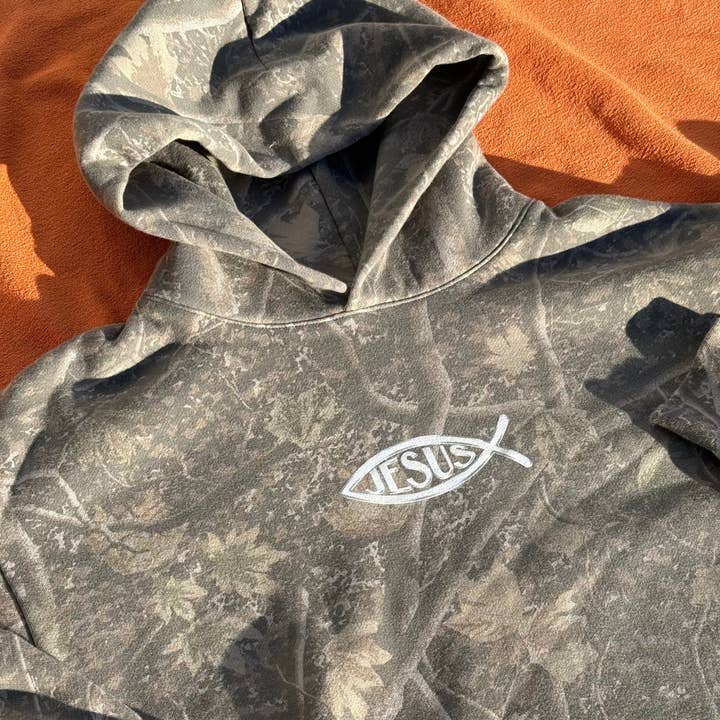 PREMIUM | "JESUS" HEAVY WEIGHT CAMO HOODIE for wholesale by He Would Love First