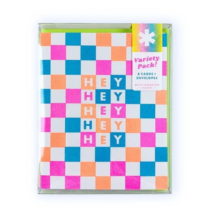 Checkers - Variety Pack - Risograph Greeting Cards for wholesale by Next Chapter Studio