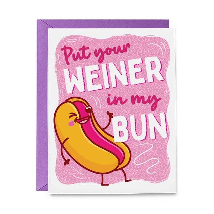 Naughty Hot Dog Greeting Card for wholesale by Hello Harlot