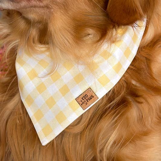 Bandana per cani in tartan giallo per la vendita all'ingrosso da parte di ECO4PAWS