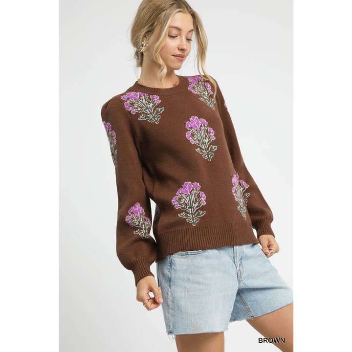 STYLE USA - Wholesale Tunic - Women's - Flower Stem Jacquard Sweater Top7