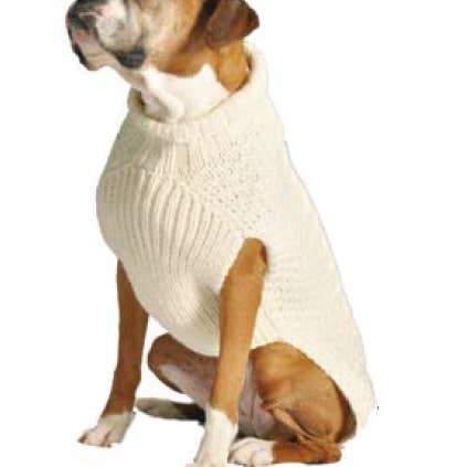 Natural Cable Knit Dog Sweater for wholesale by CHILLY DOG LLC